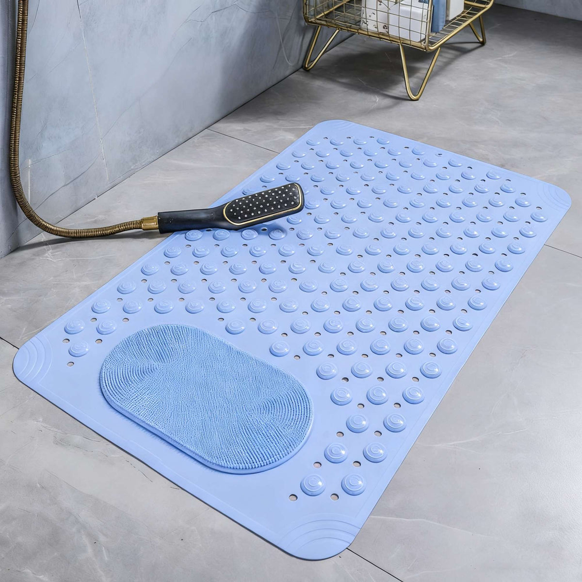 Anti-slip Shower Stall Mat Shower Room Mats with Suction Cup Non-slip Bath Rug Foot Massage Shower Carpet for Home Bathroom