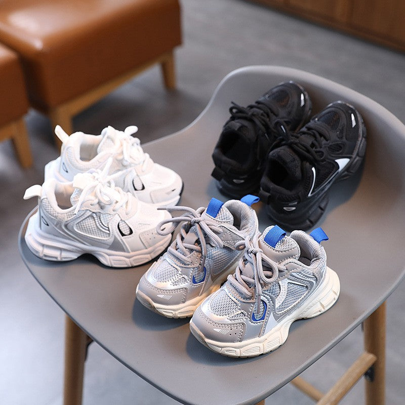 Spring and Autumn Children Sports Shoes Unisex Kids Sneakers Mesh Upper Breathable Basketball Shoes Tennis Casual Flats Footwear