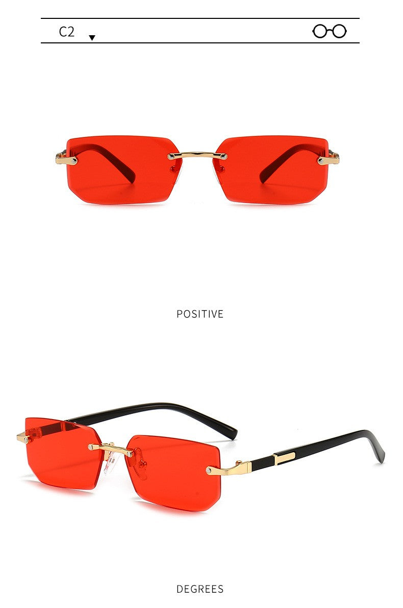 Rimless Sunglasses Rectangle Fashion Popular Women Men Shades Small Square Sun Glasses for Female Male Summer Traveling Oculos