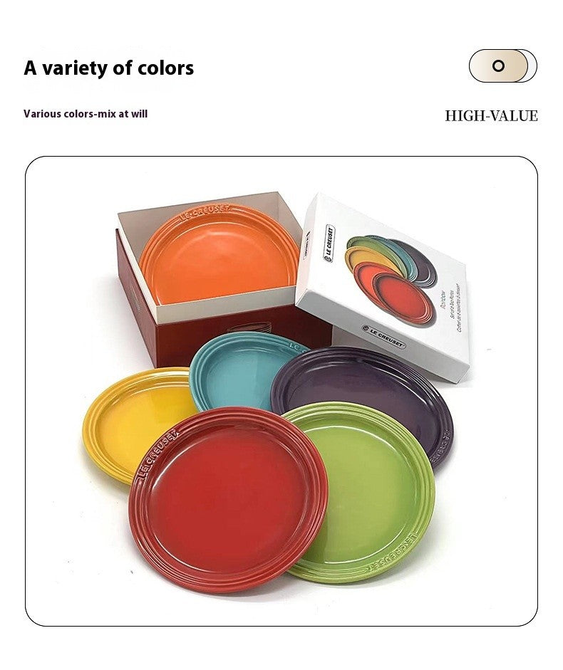 Le Creuset Cool Color Ceramic Dinner Plate Set High-Temperature Resistant 18cm/23cm Flower Plate Kitchen Dining Tableware