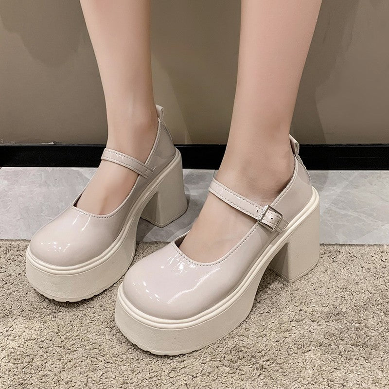 Fashion White Chunky Platform High Heels Women's 2024 New Fall/winter Mary Jane Shoes