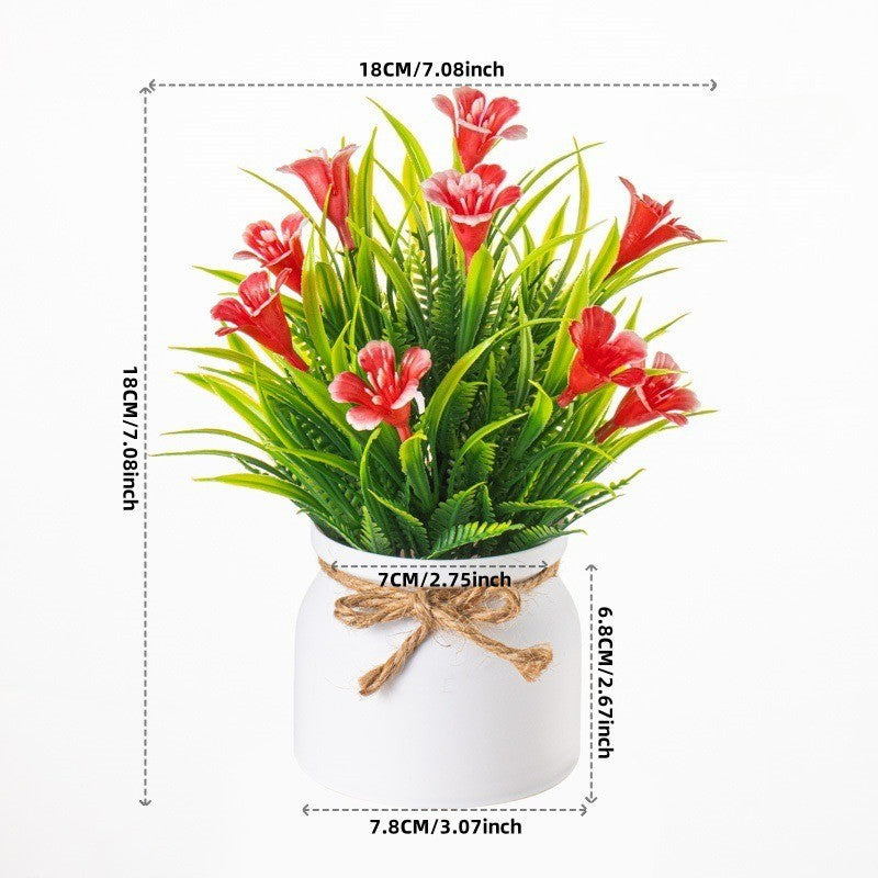 Artificial Pot Flowers Small Fake Plants with Pot Mini Potted Plants for Home Room Office Party TableTop Decoration Fake Potted