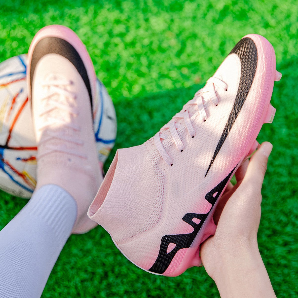 New Men High-top Football Boots Grass Cleats Non-Slip Soccer Shoes Futsal Sneakers High-quality Match Indoor Hot-selling Outdoor