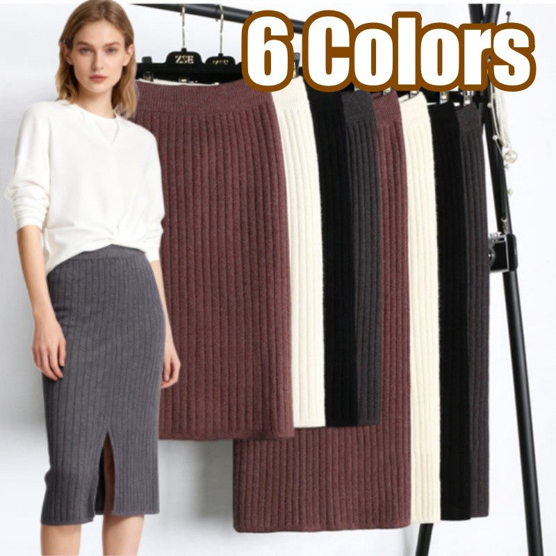 Bodycon Vintage Knit Long Skirt Womens Pencil Fall Winter Skirts Black Streetwear High Waist Harajuku Clothes Wrap Skirt