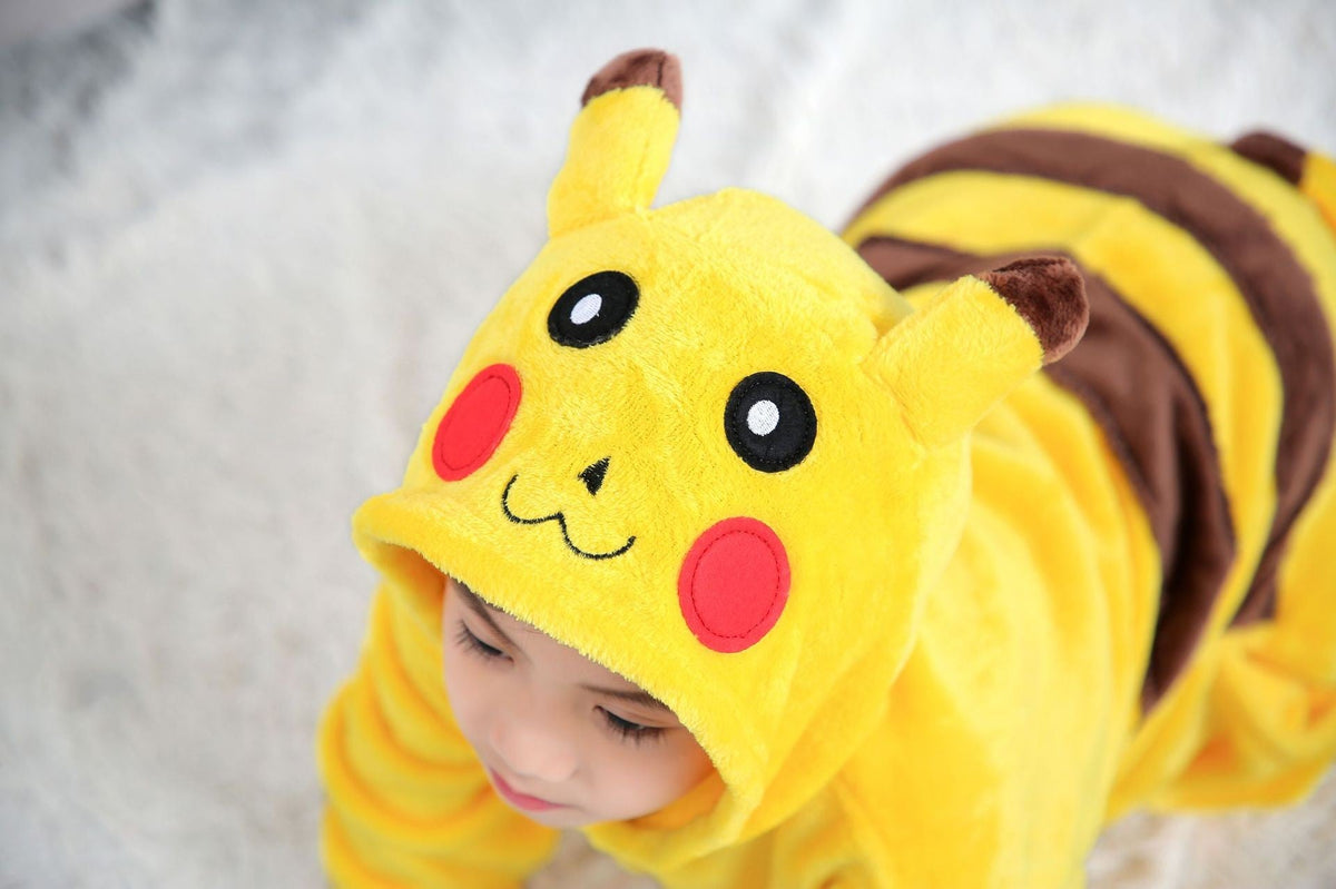 Pokemon Pikachu Warm Flannel Homewear Kids Autumn&Winter Soft Onesie Cosplay Animal Hoodie Pajamas Parent-Child Sleepwear Gift