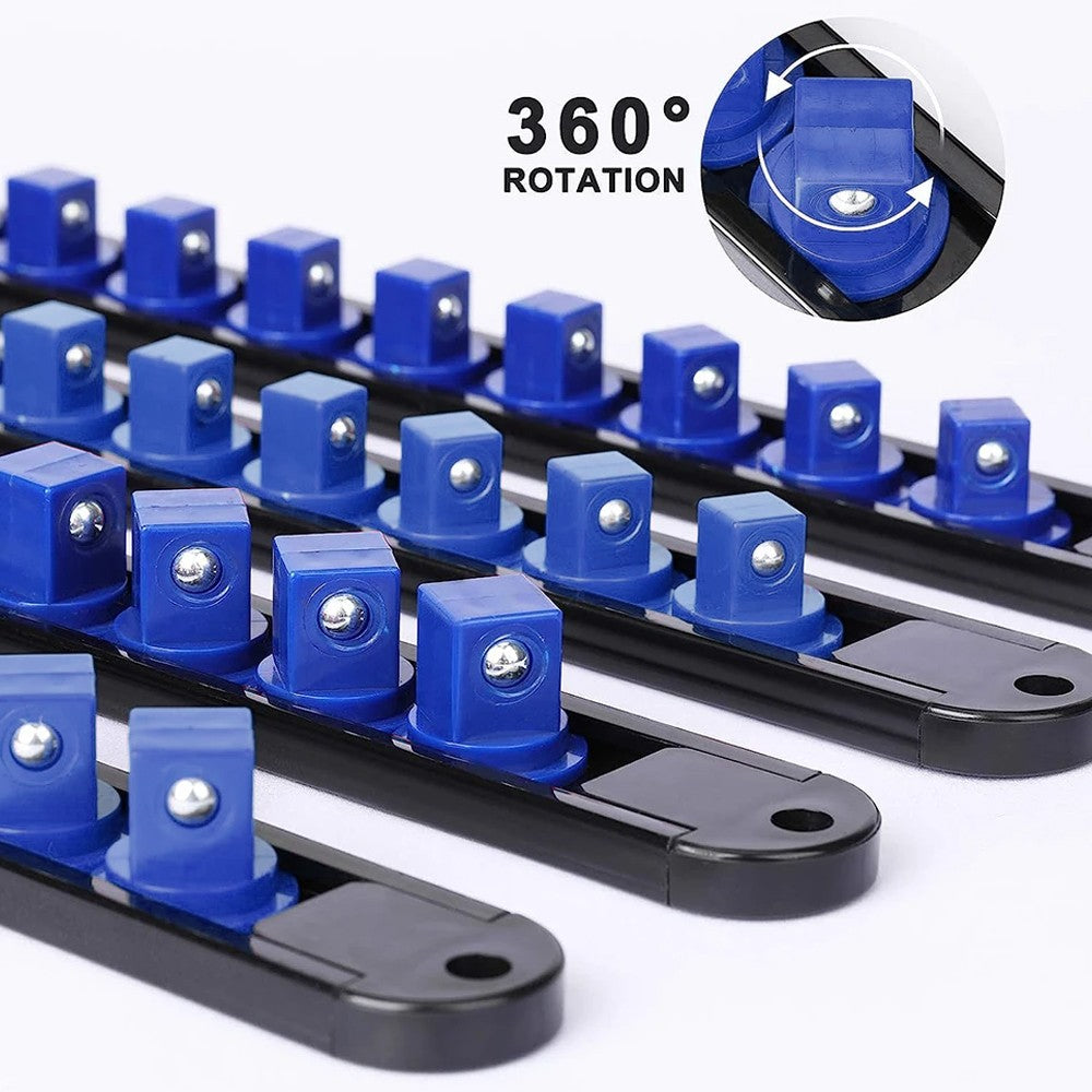 360° Swivel Socket Organizer 1/4 3/8 1/2 Premium Quality Socket Clip Rail Holder Socket Sliding Stand Sleeve Rail Rack Tools 1pc