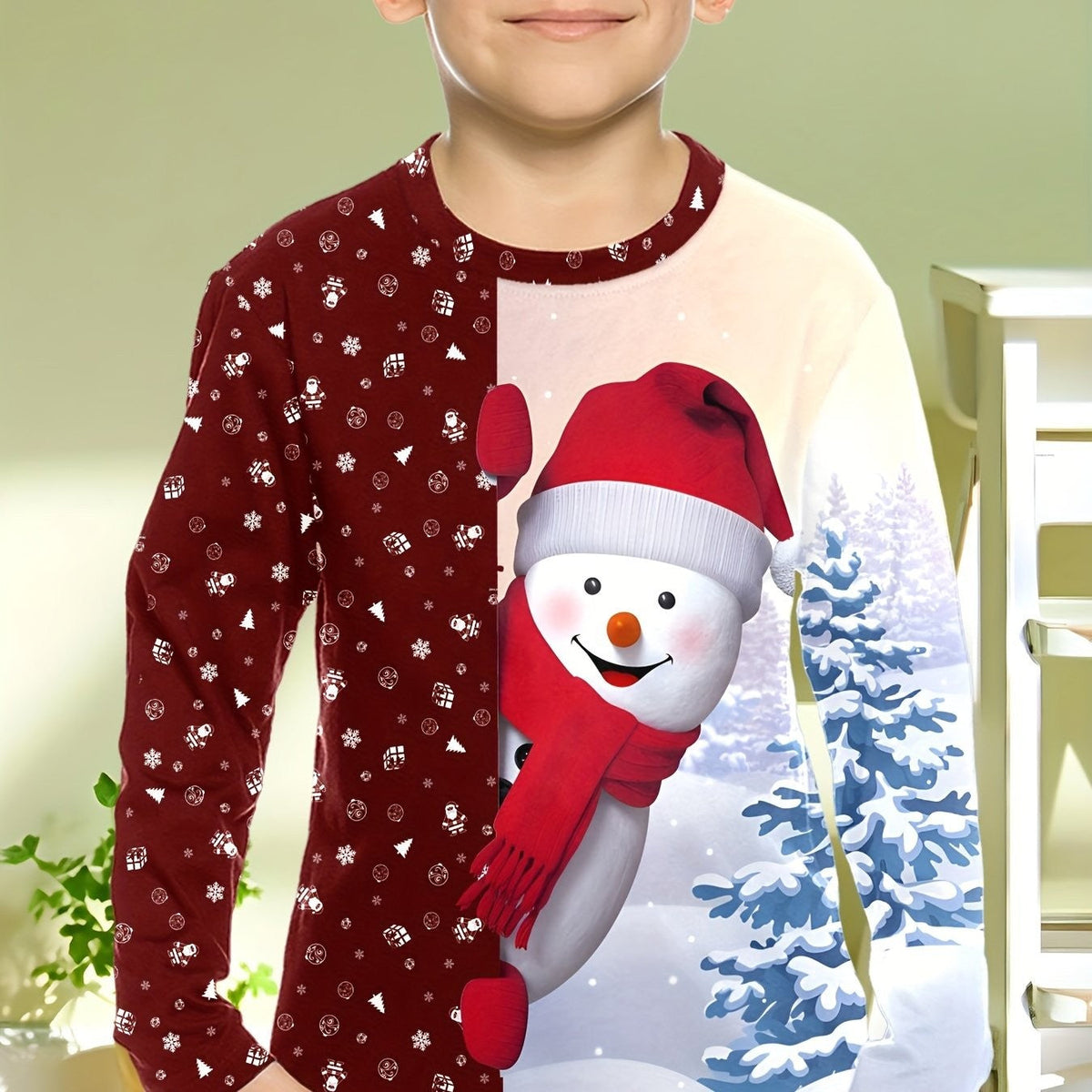 Children's Clothing Boys Tshirt Long Sleeve Creative 3D Christmas Print Kids Spring Fall Clothes Casual O-Neck Girl Clothes Tops