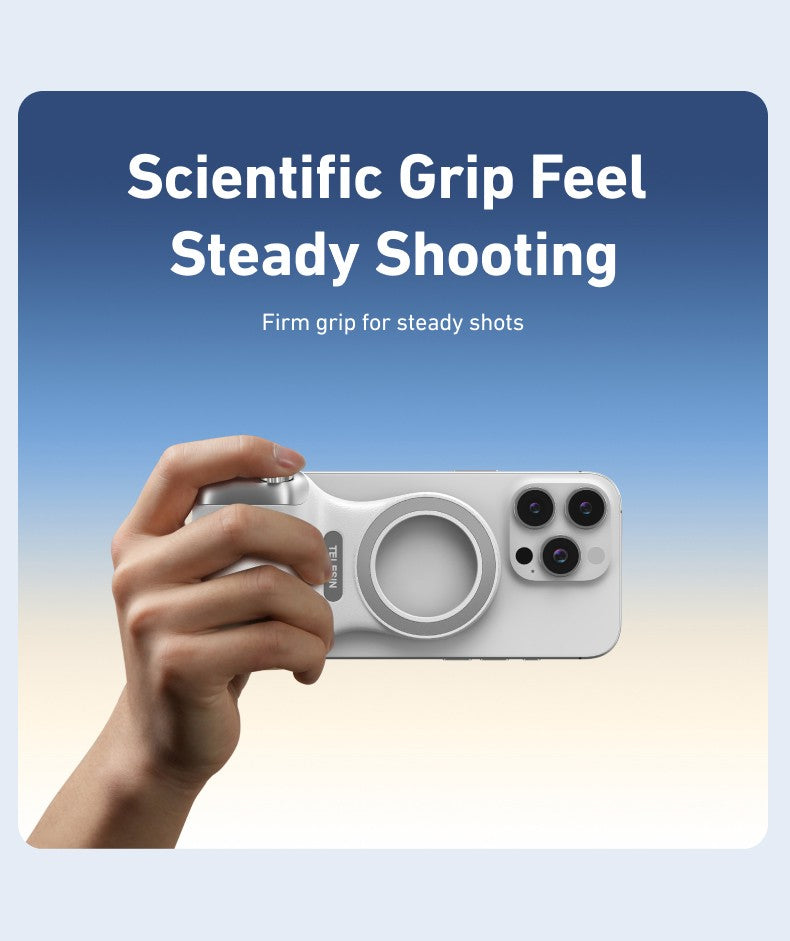 Fun Shot Magnetic Grip, Ergonomic Style Phone Camera Grip with Detachable Remote, Expandable Functionality for iPhone/Android