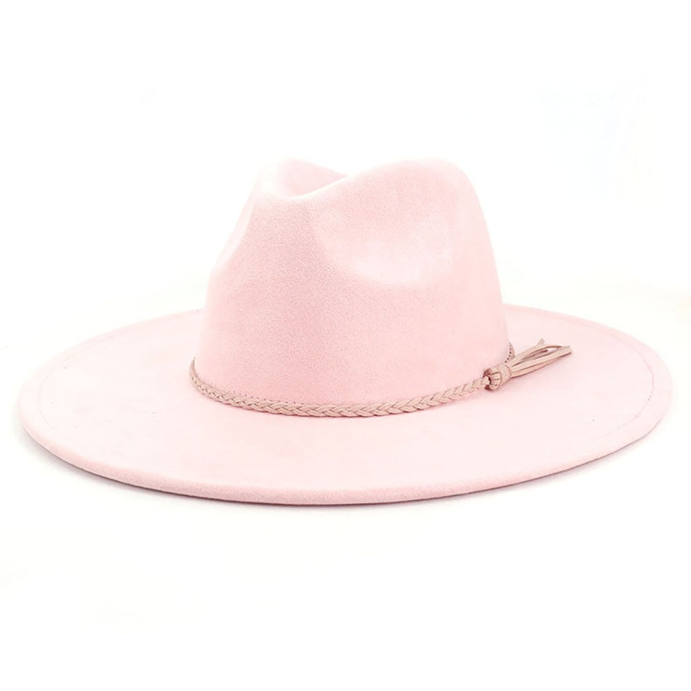 Suede Top Hat 9.5cm Wide Brim Fedora Hat Men Women Autumn Winter Felt Jazz Hats Classic Church Fedoras Chapeau Sombrero Mujer