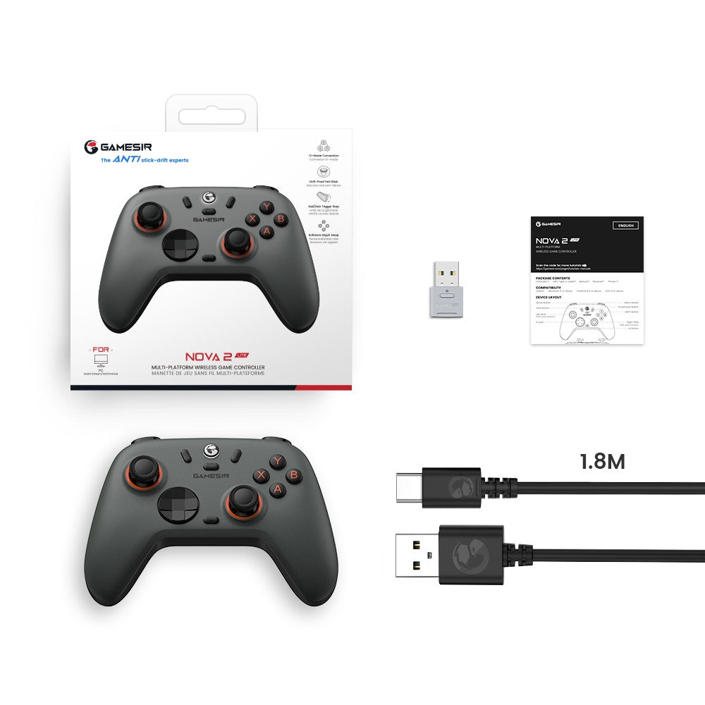GameSir Nova 2 Lite Wireless Game Controller Switch Gamepad Hall Effect Joysticks Anti-Drift for Nintendo Switch / iPhone / Android / PC