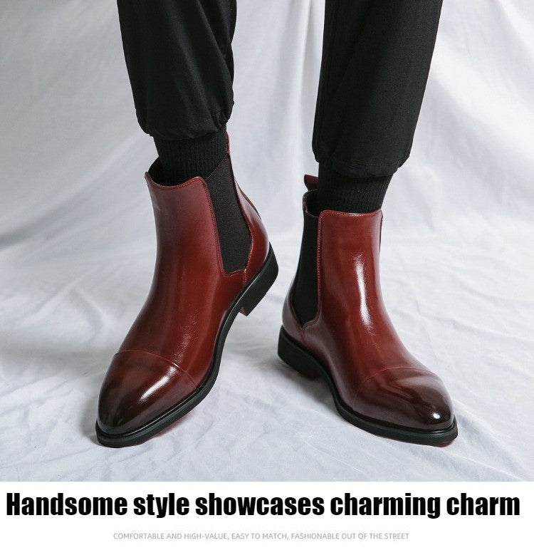 Chelsea Men's Boots with Red Sole, Ankle, Business Round Toe Slip on Sleeve Aura, Men's Boots Size 38-46 Men's Shoes Men's Boots