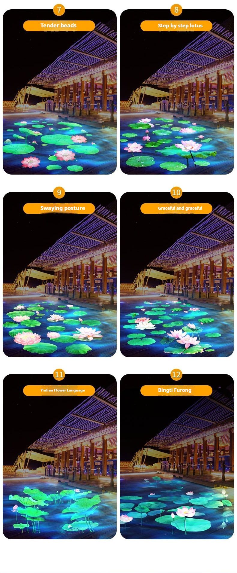 Outdoor Dynamic Water Ripple Projector Lotus Pattern Spotlight for Creative Garden Patio Yard Atmosphere Lighting