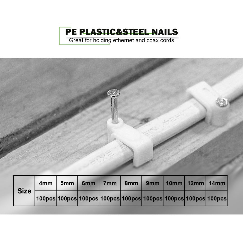 100PCS Flat Nail Clip Cable Clips 4mm/6mm/7mm/8mm/9mm/10mm/12mm/14mm Wire Management Electrical Cord Tie Holder Cable Clips