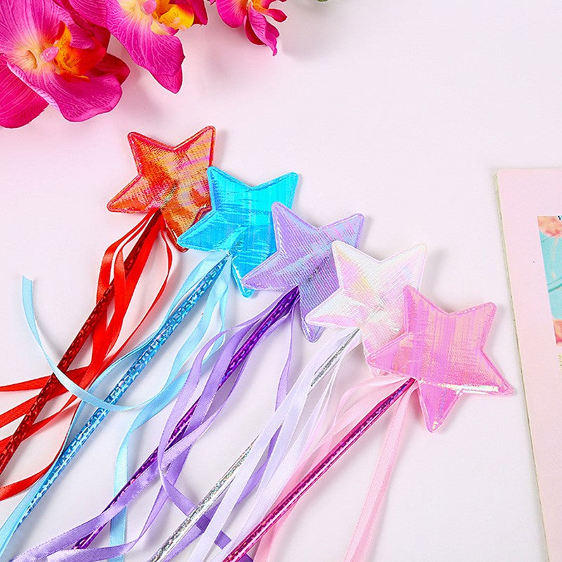 1Pc Fairy Wand Dreamlike Five Pointed Star Fairy Stick Plastic Princess Fairy Cane For Girls Angel Star Wand Halloween Roleplay