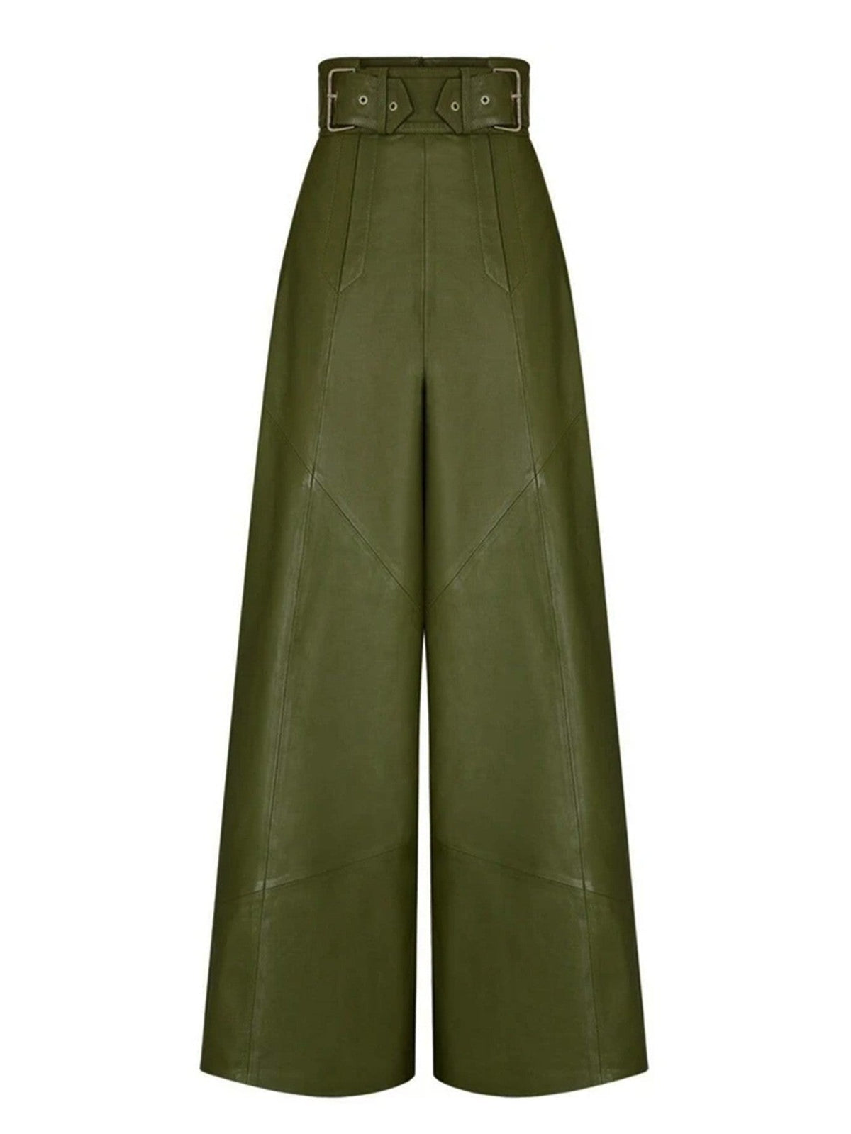 CM.YAYA Women Fashion Faux Leather High Waist Wide Leg Loose Pants Sashes Zipper 2025 Spring Party Casual Street PU Trousers