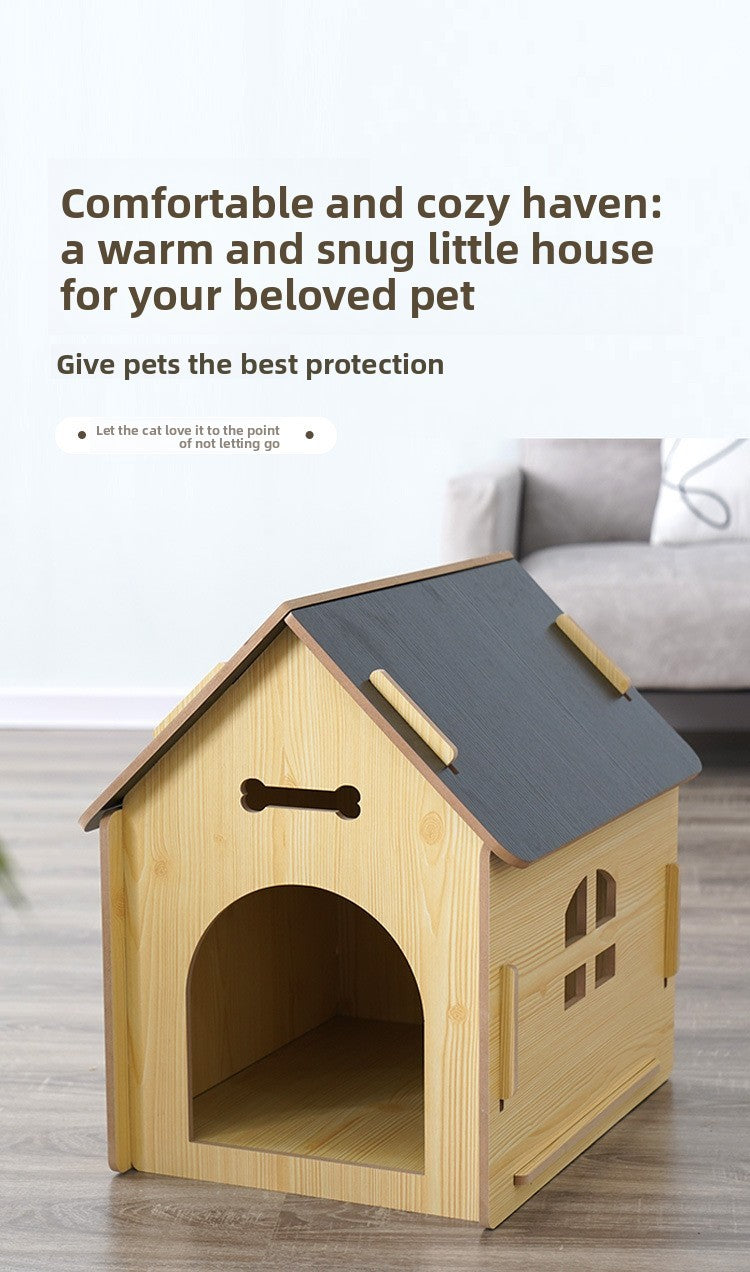 New wooden dog house and cat house, pet windowed dog house, detachable pet cabin, high-density Osson board, with iron doors