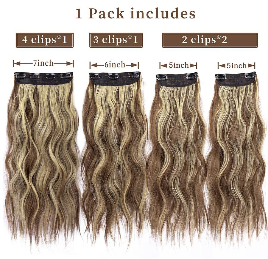 4Pcs/Set 20Inch Synthetic Hair Clip In Long Wavy Thick Hairpieces For Women Full Head Synthetic extenciones para el cabello