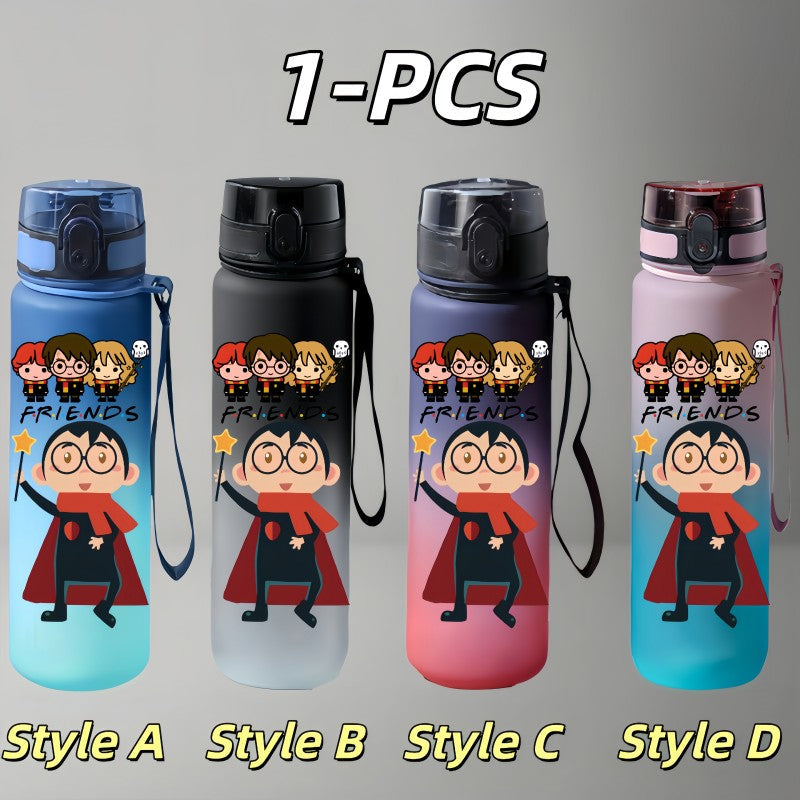 Harry Potter Large-Capacity Anime Character Outdoor Portable Water Bottle with Rope, Leak-Proof, Gift for Boys and Girls