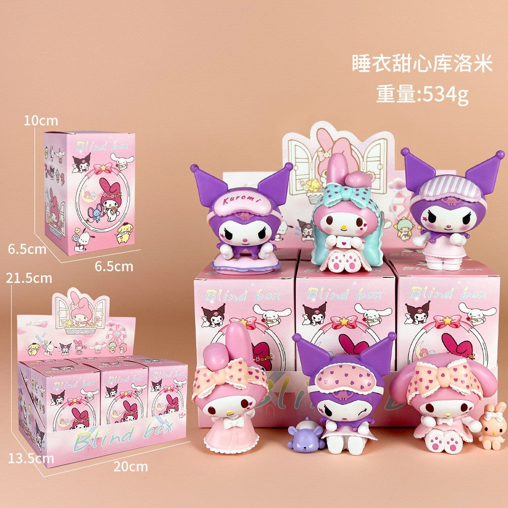5Pcs-Set Sanrio Cinnamoroll Anime Figure Pochacco Kuromi Pom Pom Purin Hello Kitty Action Figure Toys Model Doll My Melody Gifts