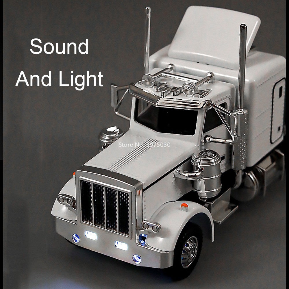 1:50 Alloy Heavy Trucks Toys Models Cars Container Vehicles Light Music Miniature Transport Car Rubber Tires Kids Gifts
