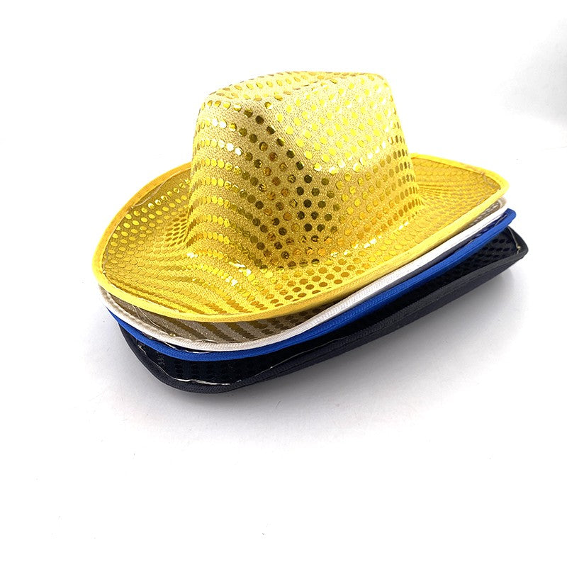 Wireless LED Western Cowboy Hat Light Up Cowboy Hat Disco Bride Pink Cowgirl Hat Concert NightClub Wedding Costumes Accessories