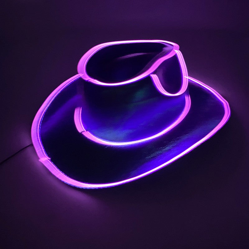Wireless LED Western Cowboy Hat Light Up Cowboy Hat Disco Bride Pink Cowgirl Hat Concert NightClub Wedding Costumes Accessories