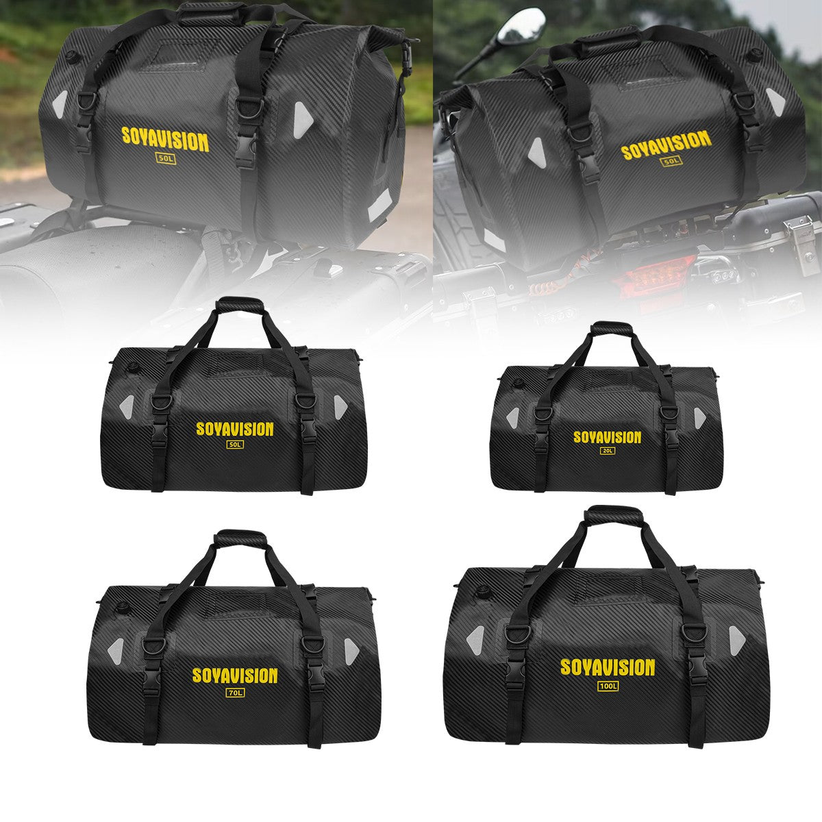 Universal Motorcycle Waterproof Tail Bags Back Seat Bags Cycling Camping Travel Bag Motorbike Scooter Sport Luggage Pack 66L 40L
