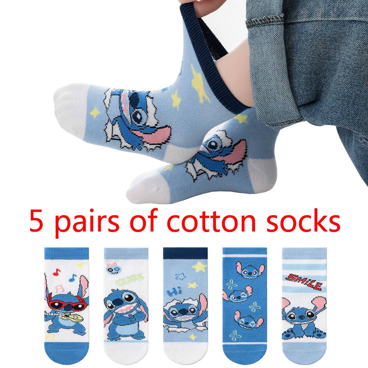 5Pairs Sanrio Cinnamoroll Kuromi Kawaii Spring and Autumn Cartoon Middle Tube Socks For Girls Boy Children Mid-calf Cotton Socks