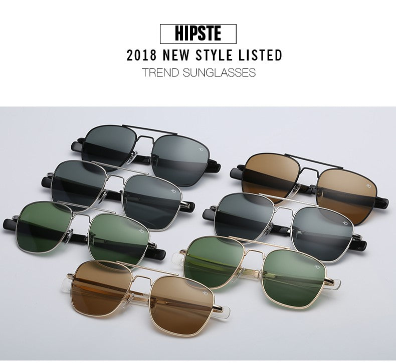 Fashion Aviation Sunglasses Men Luxury Brand Designer Square Sun Glasses for Male American Army Military Oculos