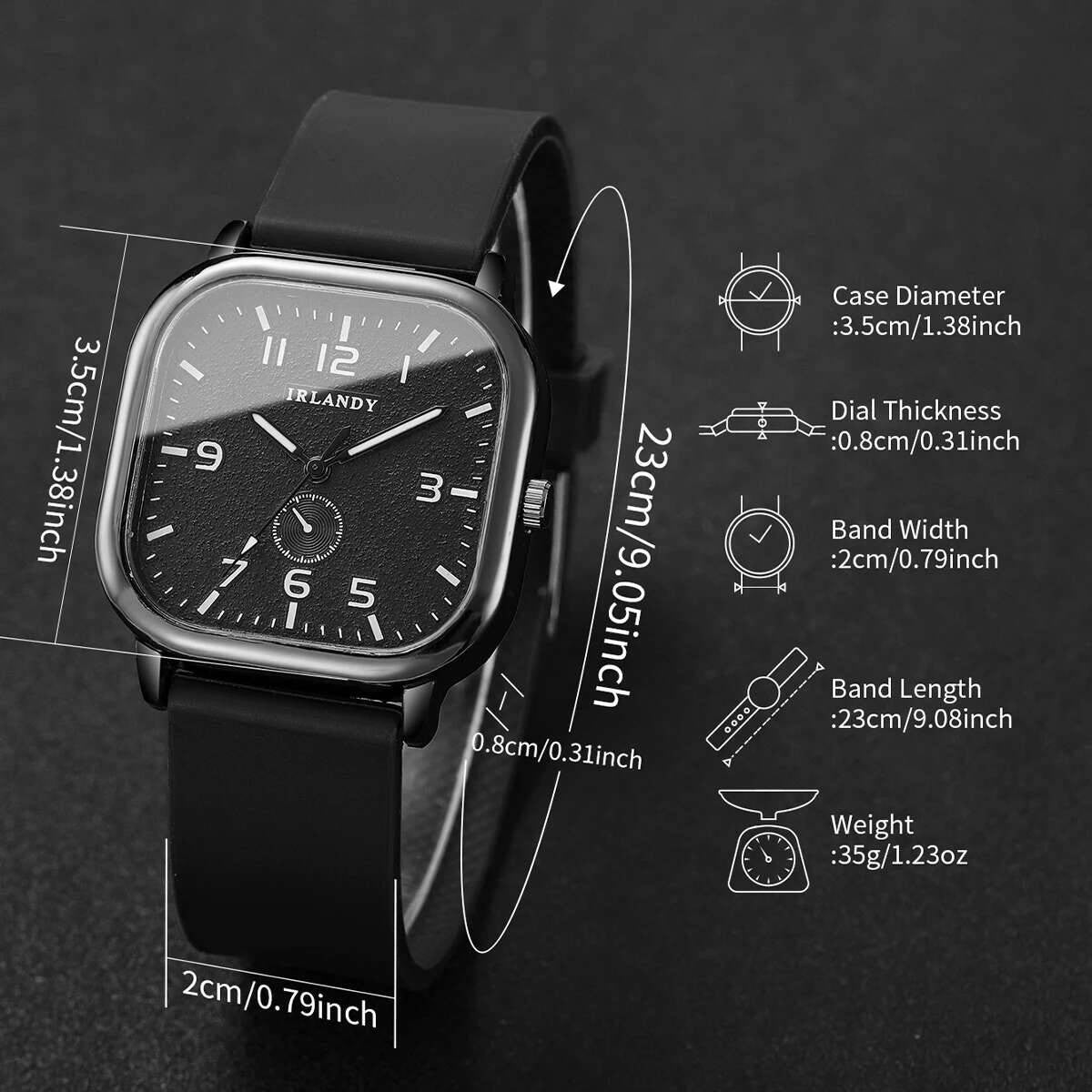 1/2/3PCS Fashion Square Women Watches Casual Silicone Strap Quartz Watches Sports Wristwatch For Men Women Students?Without Box?