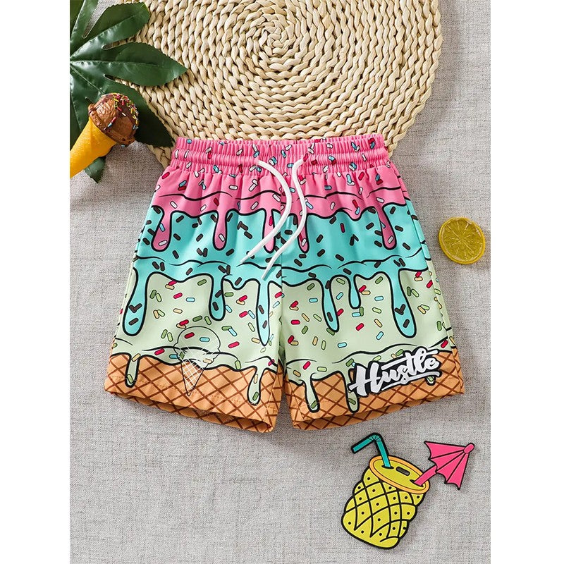Harajuku Casual Shorts Men Women Ice Cream Sports Gym Shorts Fitness 3D Print Quick Dry Holiday Board Shorts Summer Male Shorts