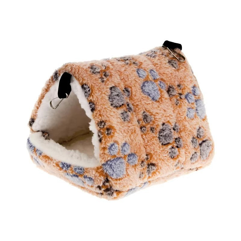 1PCS Coral Fleece Dot Printing Small Foam Pet House Hanging Hamster Bed For Small Animals Squirrel Parrot Cotton Nest