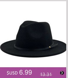 free shipping 2022 new Fashion men fedoras women's fashion jazz hat summer spring black woolen blend cap outdoor casual hat X XL