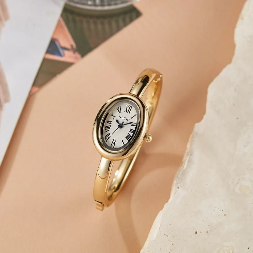 Fashionable Luxury Elegant ladies' Bracelet Watch Roman Numeral Oval Waterproof Women's Quartz Watch reloj ???? ??????? ????????