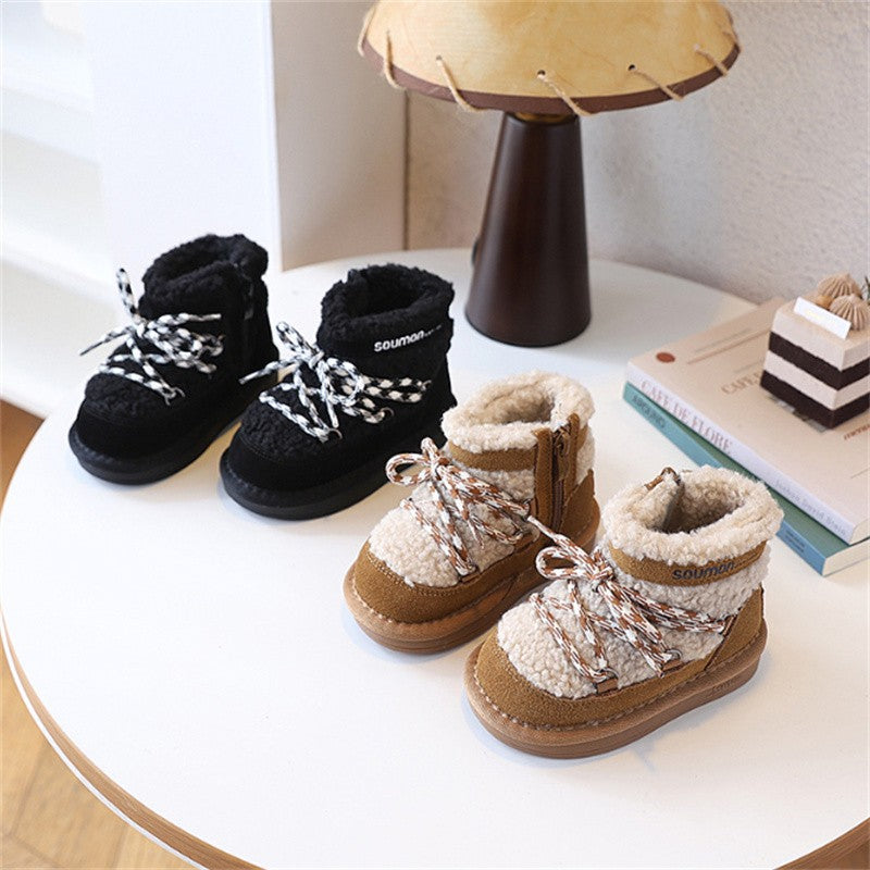 2025 New Winter Children Snow Boots Warm Plush Rubber Sole Toddler Kids Sneakers Infant Shoes Fashion Boys Girls Boots EU 21-30