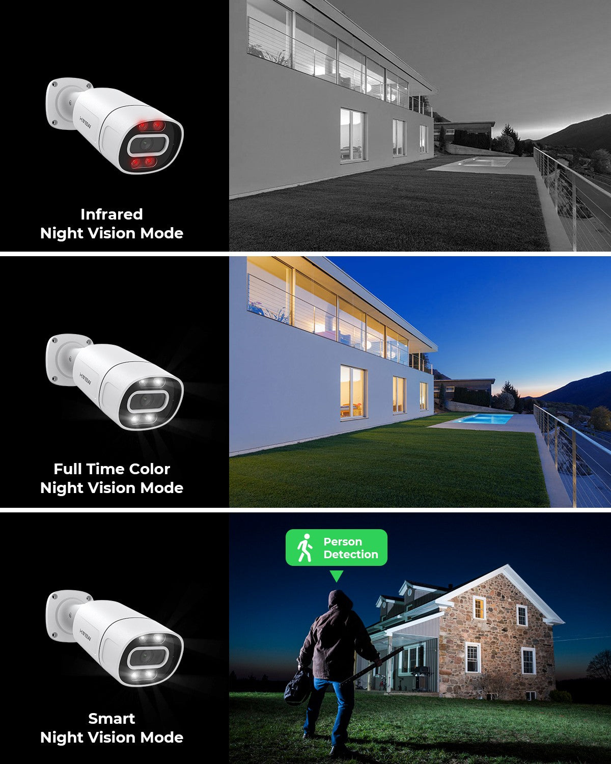 H.View 5Mp 8Mp 4K Ip Camera Poe Ai Face Detection Cctv Security Cameras H.265 Outdoor Audio Video Surveillance onvif xmeye