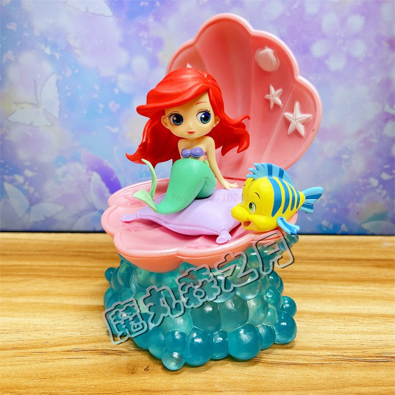 Bandai Disney The Little Mermaid Anime Qposket Characters Ariel Glitter Line Action Figure Collectible Model Toys Birthday Gift