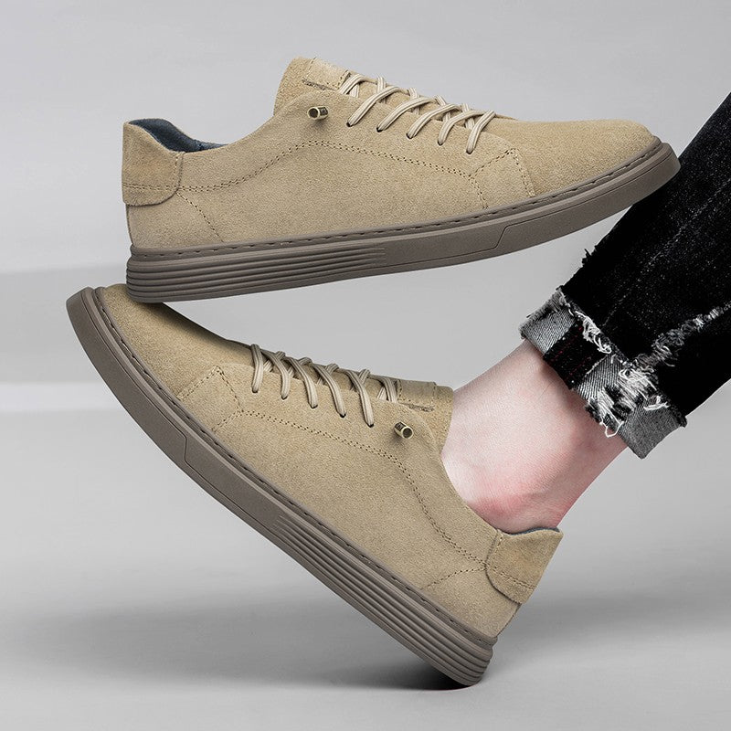 New Men's Suede Fashionable Lace-Up Casual Shoe Breathable And Comfortable Walking Shoe Anti -Slip And Wear-Resistant Flat Shoes