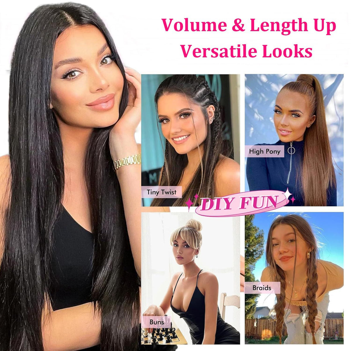Clip In Hair Extensions Real Human Hair color #4 Chocolate Brown Clip In Hair Extensions 8pcs Hair Natural Black Color 26 Inches