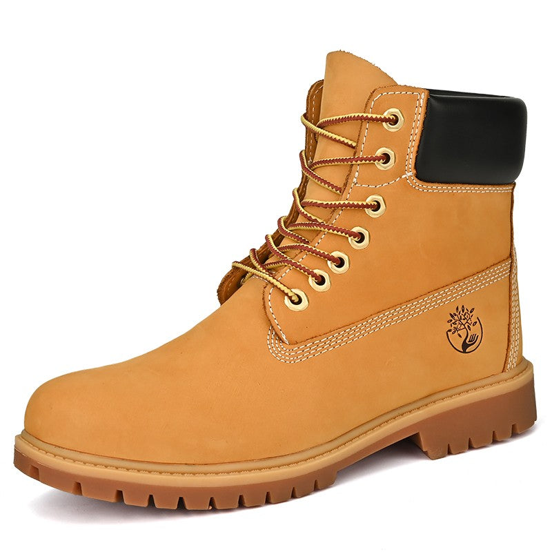 Boots Men High Top Boots High Quality Women Leather Shoes Fashion Outdoor Sneakers Men Lace Up Non-Slip Ankle Boots for Couple
