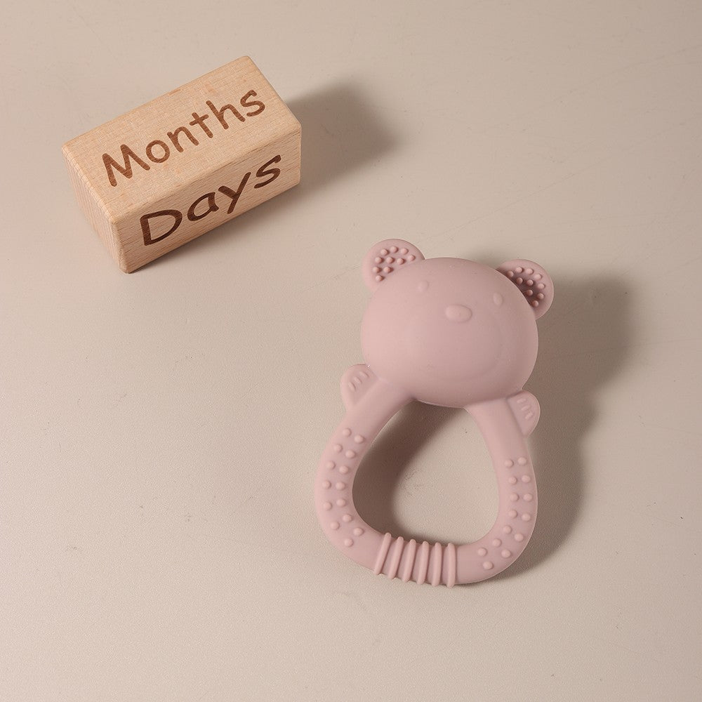 Hot sale cute bear baby rattle silicone teether 0-1 year toy