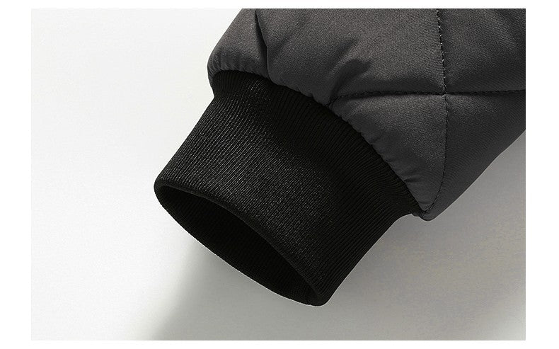 Quilted Jacket Men Autumn Winter Slim Fit Bomber Jacket Men Baseball Collar Cotton Padded Faux Fur Lined Casual Coat for 65-95kg