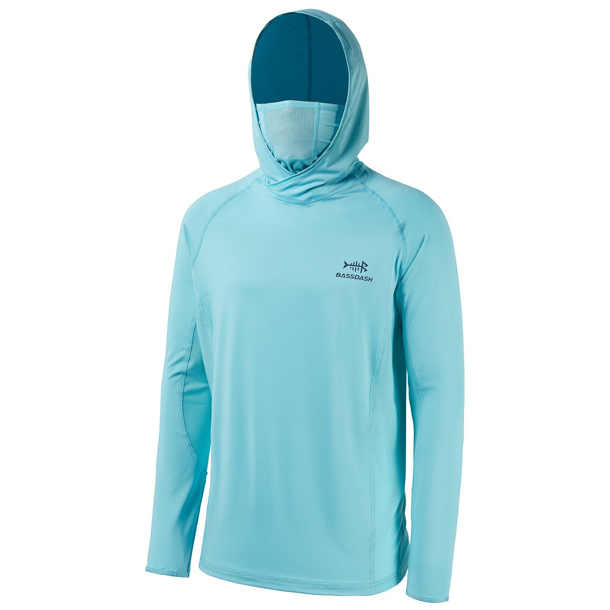 Bassdash UPF 50+ Men’s Long Sleeve Fishing Shirt with Mask UV Neck Gaiter Hoodie Keep Head Face Warm Outdoor Hiking Running