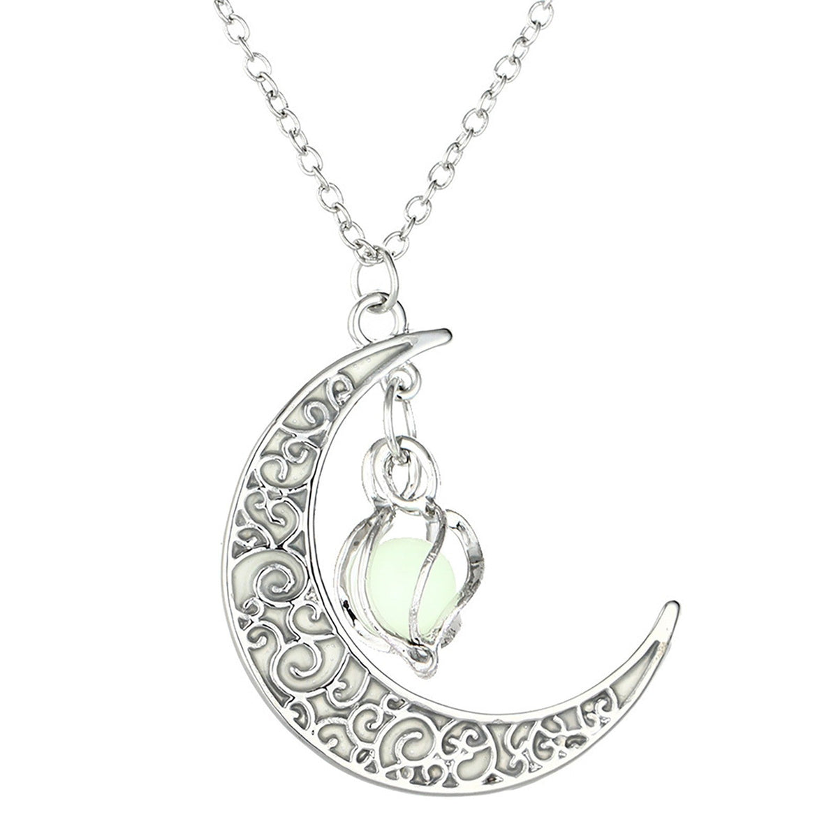 Womens Teen Girls Luminous Moon Necklace Moon Pendants Chain Choker Glow in The Dark Necklace Jewellery Gifts ????????