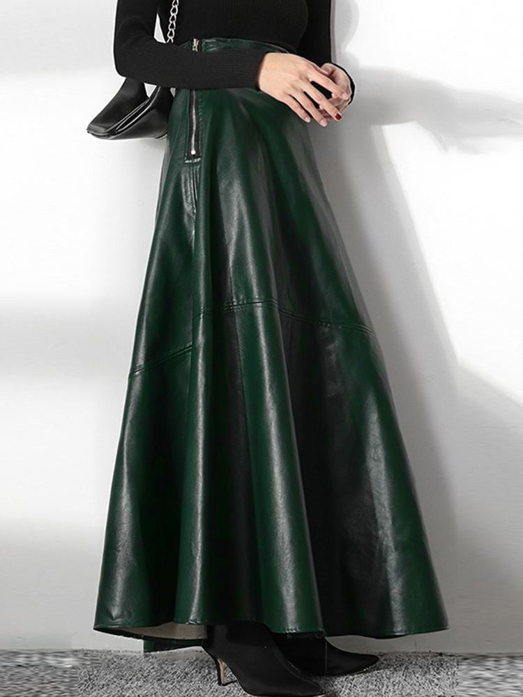 ZANZEA Women's PU Leather Maxi Skirt 2023 Spring Elegant OL Long Saias Fashion Solid Mujer Faldas Casual High Waist Zipper Jupe