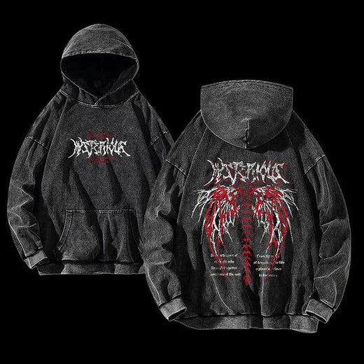 Streetwear Fashion Y2K Retro Gym Print Fitness Hoodie for Men Women Clothing Black Loose Print Pattern Sweatshirt Y2K Style