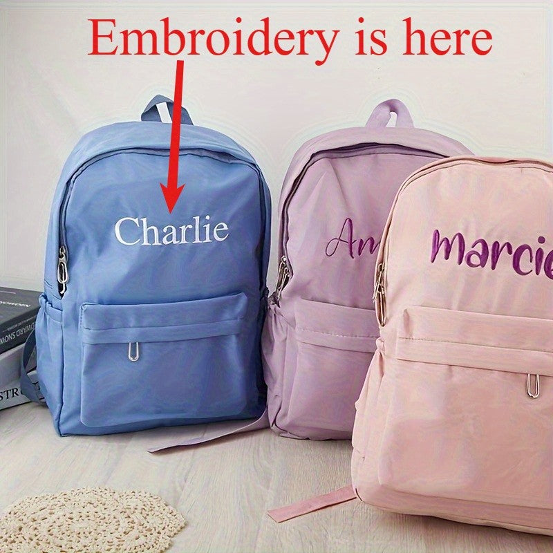Customized Name Personalized Nylon Backpack Lightweight Practical Bag, Ideal Gift for School Season Daily Use Outdoor Activities