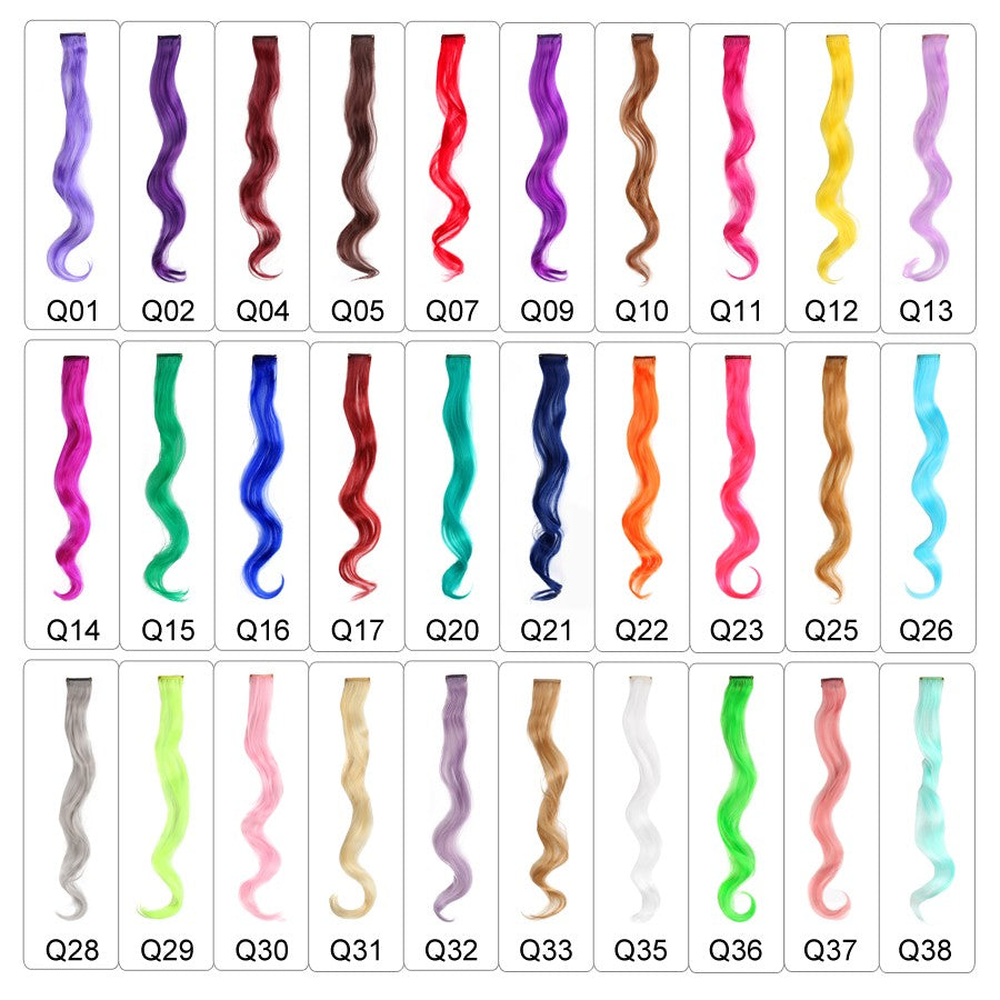 Synthetic Rainbow Wavy Hair Extensions Long Hair Extensions One Single Clip In Wigs Colorful Synthetic Fiber False Fake Hair 20";;VERDADEIRO;;"Q33,20inches