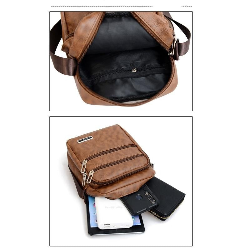 Men's PU Leather Crossbody Shoulder Bags High quality Tote Fashion Business Man Messenger Bag Leather Bags fanny pack