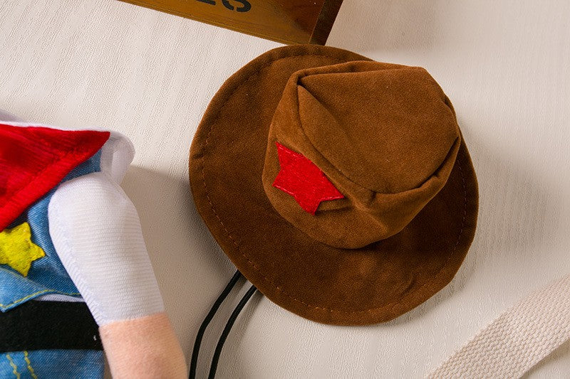 Cowboy Costume with Hat for Cat and Small Dog Pet Halloween Clothes Funny Costume for Cats & Small Dogs